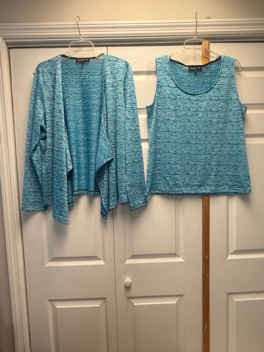 VTG - Jones New York Collection Draping Cardigan Tank Set - Sz XL